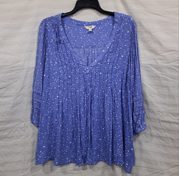 Women's Blue Plus Size Terra & Sky Peplum Top Size 0X 14W - Picture 1 of 16